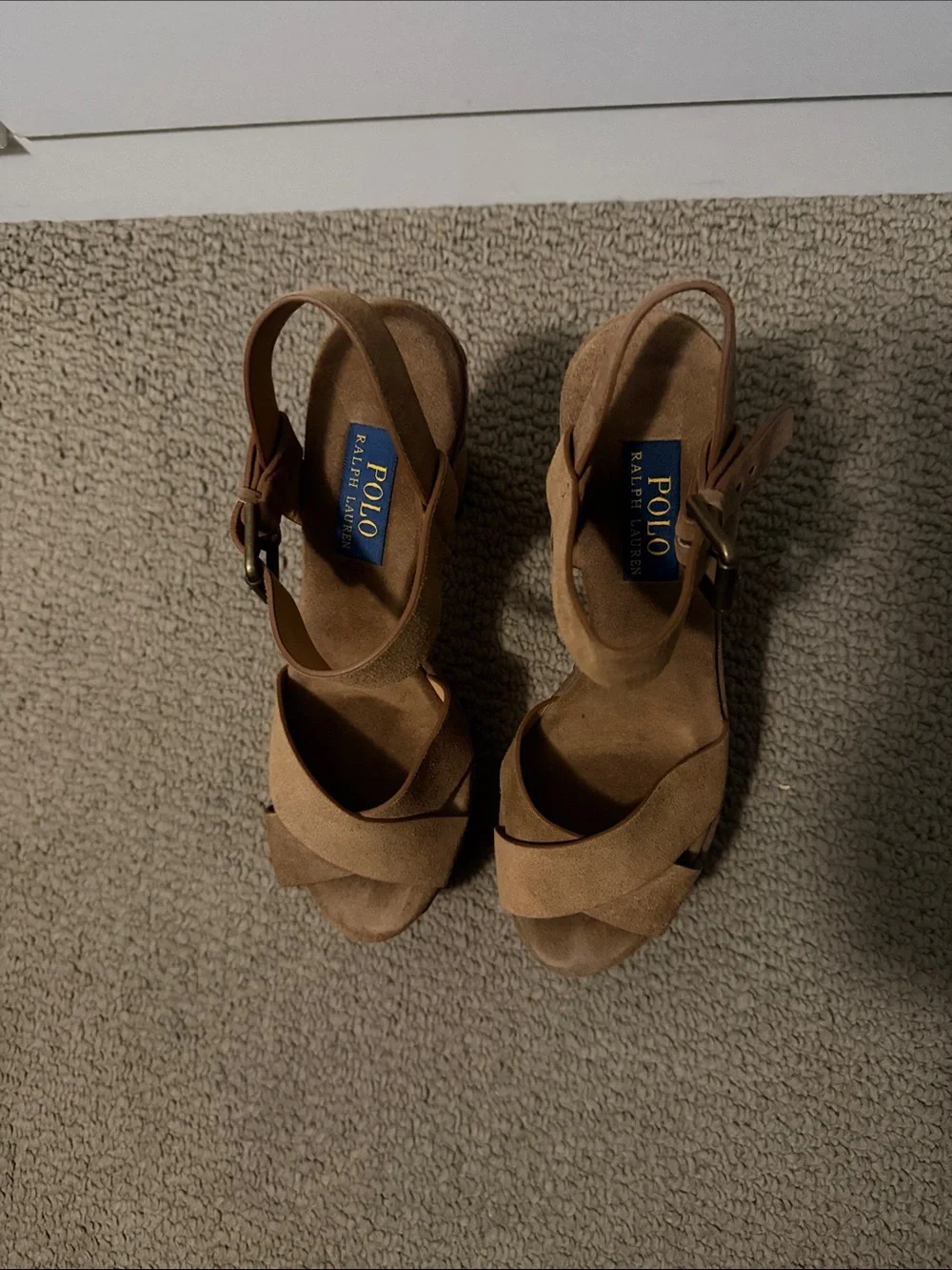 Polo by Ralph Lauren Brown Suede Platform Sandals - Picture 6 of 7